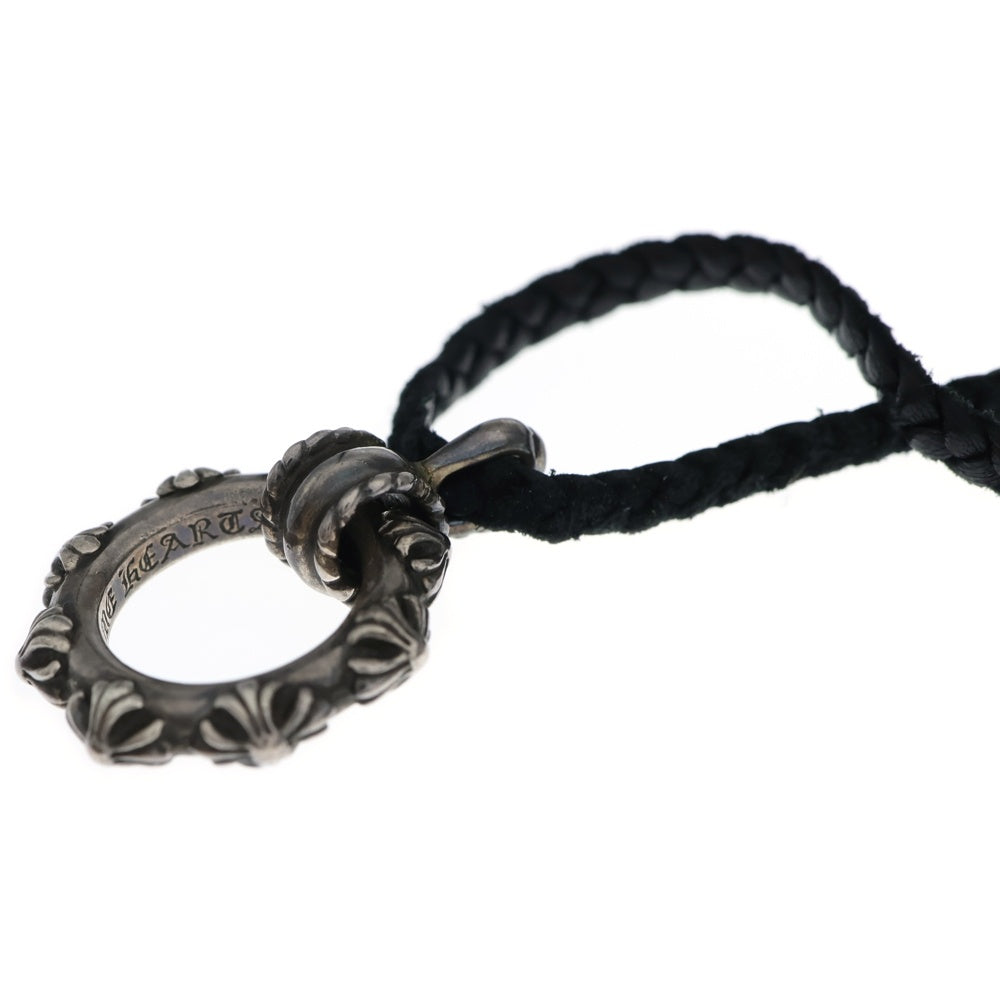CHROME HEARTS(クロムハーツ) EWLP CROSS BAND アイウェアループ クロスバンド WITH レザーブレード ネックレストップ シルバー/ブラック
