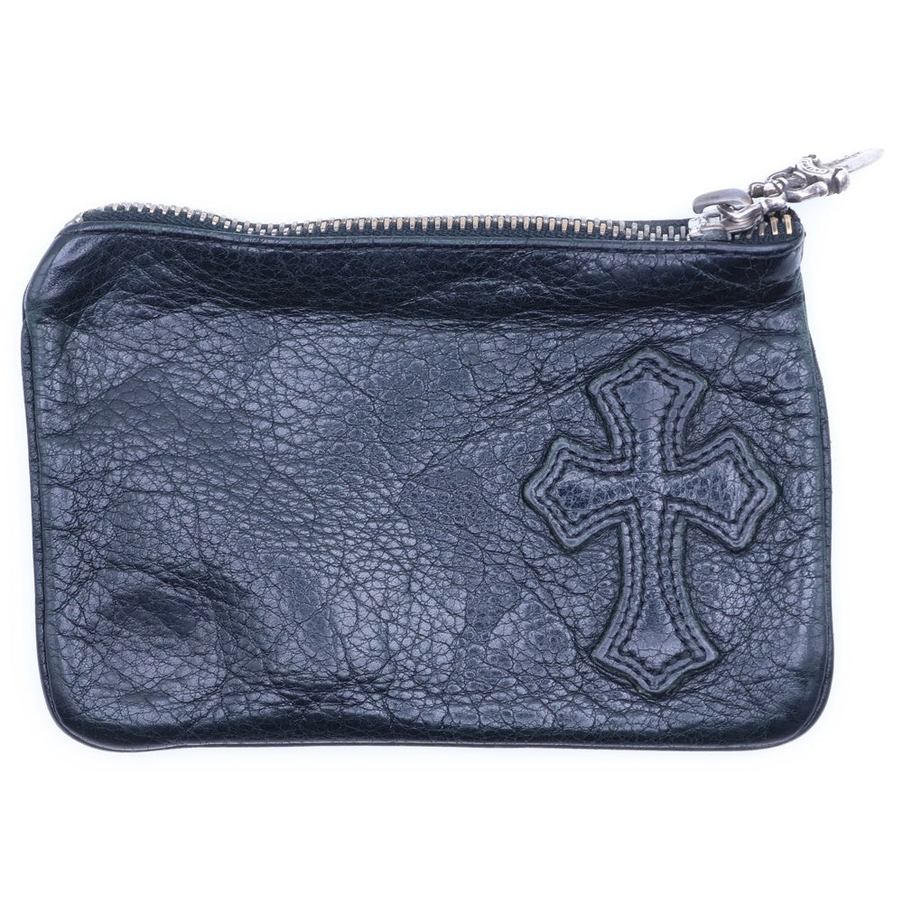 CHROME HEARTS(クロムハーツ) ZPR CHNG PURSE CRS チェンジパース クロスパッチ レザー コインケース ブラック