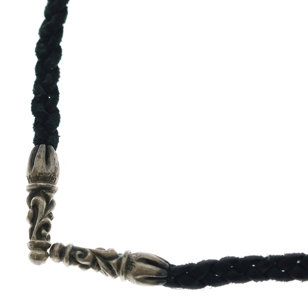 CHROME HEARTS(クロムハーツ) LEATHER BRAID スクロールレザーブレード ネックレス ブラック/シルバー