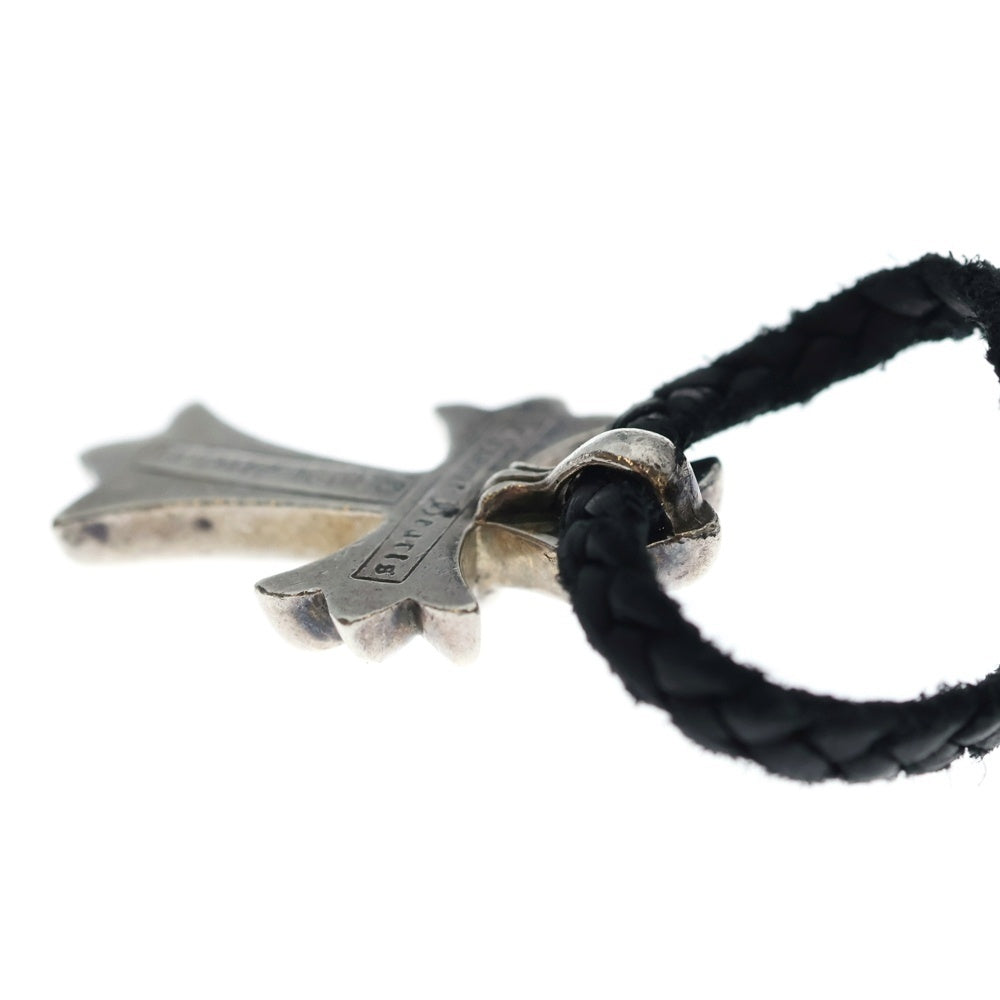 CHROME HEARTS(クロムハーツ) CH CRS SML CL スモールCHクロス レザーブレイド ネックレス シルバー/ブラック BCA217