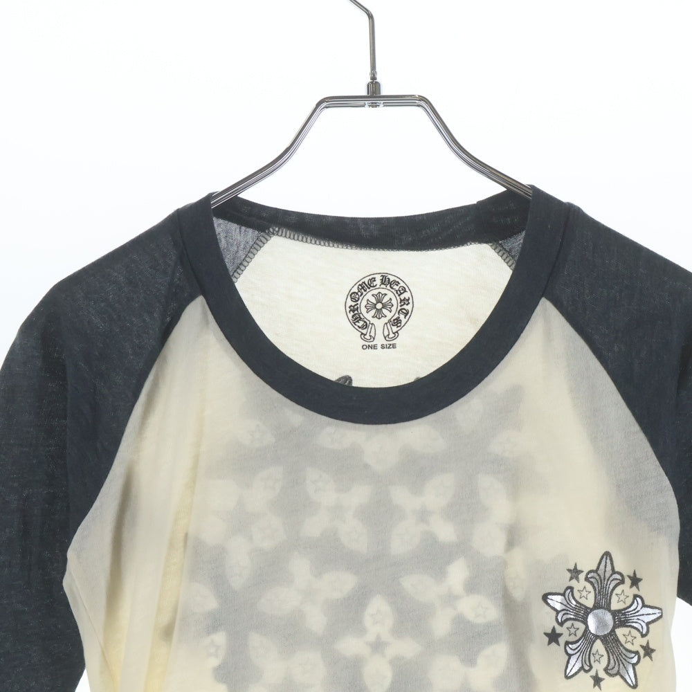 CHROME HEARTS(クロムハーツ) STAR PRINT スタープリント ラグランスリーブ 七分丈Tシャツ カットソー グレー/ホワイト