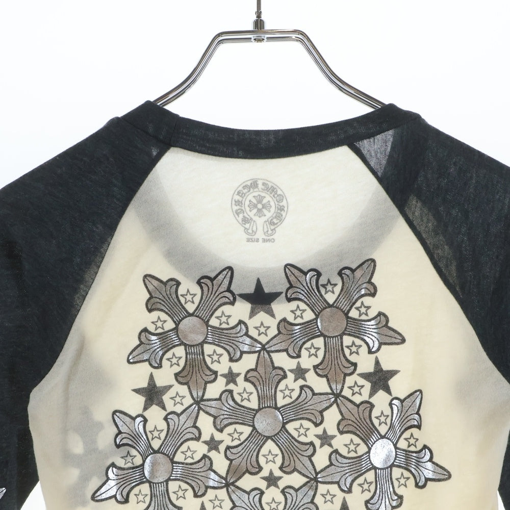 CHROME HEARTS(クロムハーツ) STAR PRINT スタープリント ラグランスリーブ 七分丈Tシャツ カットソー グレー/ホワイト