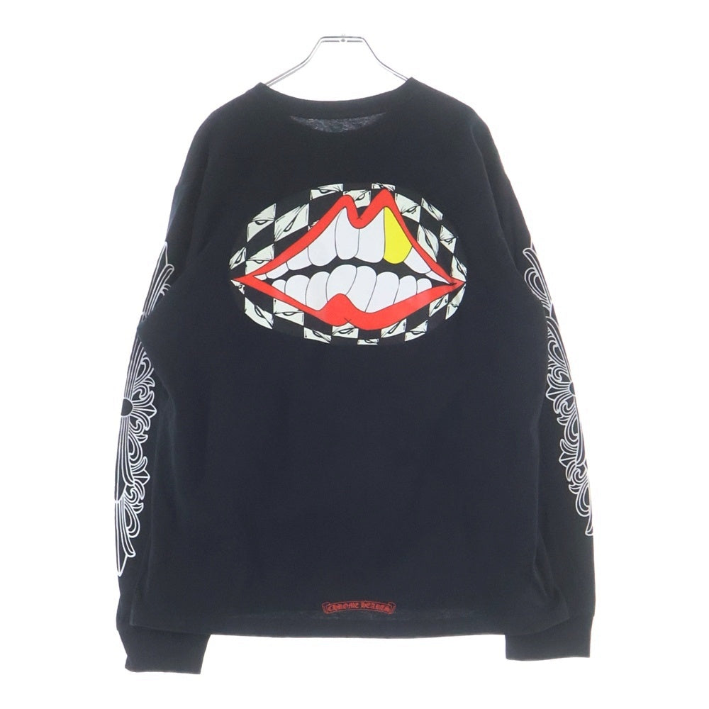 CHROME HEARTS(クロムハーツ) ×マッティボーイ 99アイズ Chomper L/S FLORAL CROSS チョンパー 袖フローラル 裏地プリント ロングTシャツ ブラック