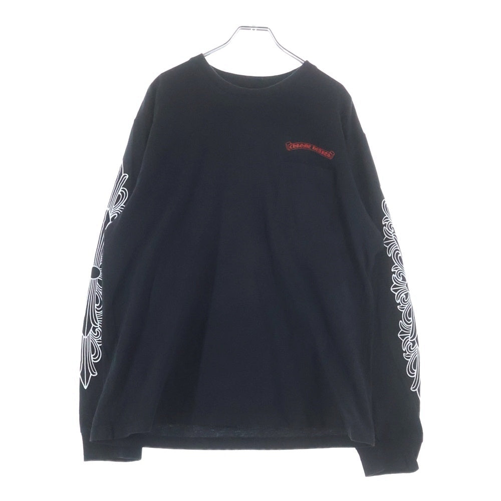 CHROME HEARTS(クロムハーツ) ×マッティボーイ 99アイズ Chomper L/S FLORAL CROSS チョンパー 袖フローラル 裏地プリント ロングTシャツ ブラック