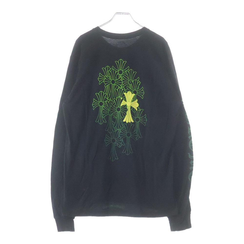 CHROME HEARTS(クロムハーツ) CEMETERY バックセメタリープリント クルーネック 長袖Tシャツ ブラック/グリーン