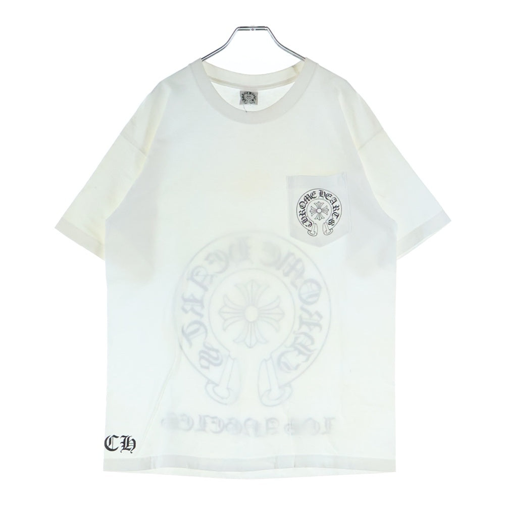 CHROME HEARTS(クロムハーツ) OLD CH T-SHRT ラスベガス限定バックホースシュープリント 半袖Tシャツ カットソー ホワイト