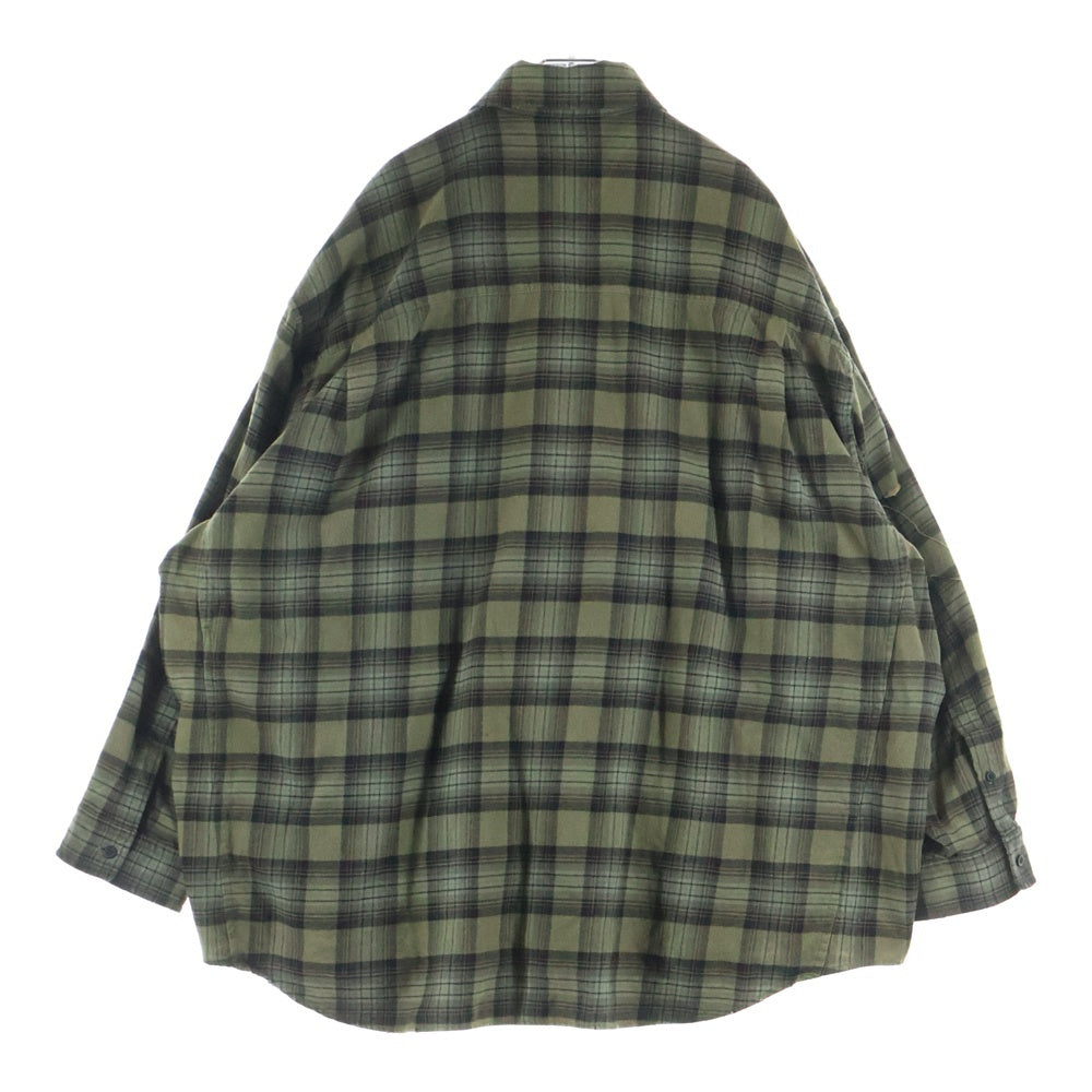 BALENCIAGA(バレンシアガ) 24AW PARIS LIBERTY L/S LAYERED SHIRT 794656 TQM20 パリリバティー レイヤード ドッキング ヴィンテージ チェック柄長袖シャツ カーキ/ブラック