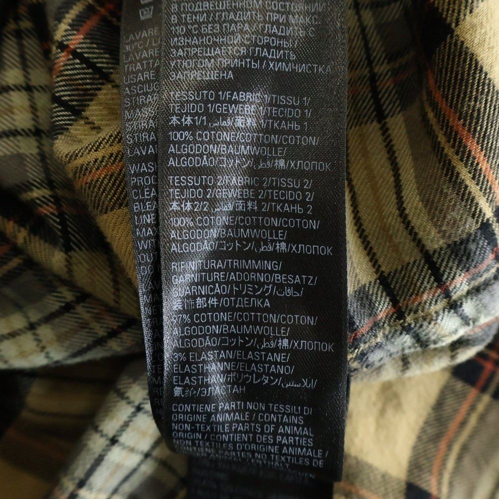 BALENCIAGA(バレンシアガ) 24AW PARIS LIBERTY L/S LAYERED SHIRT 794656 TQM20 パリリバティー レイヤード ドッキング ヴィンテージ チェック柄長袖シャツ カーキ/ブラック