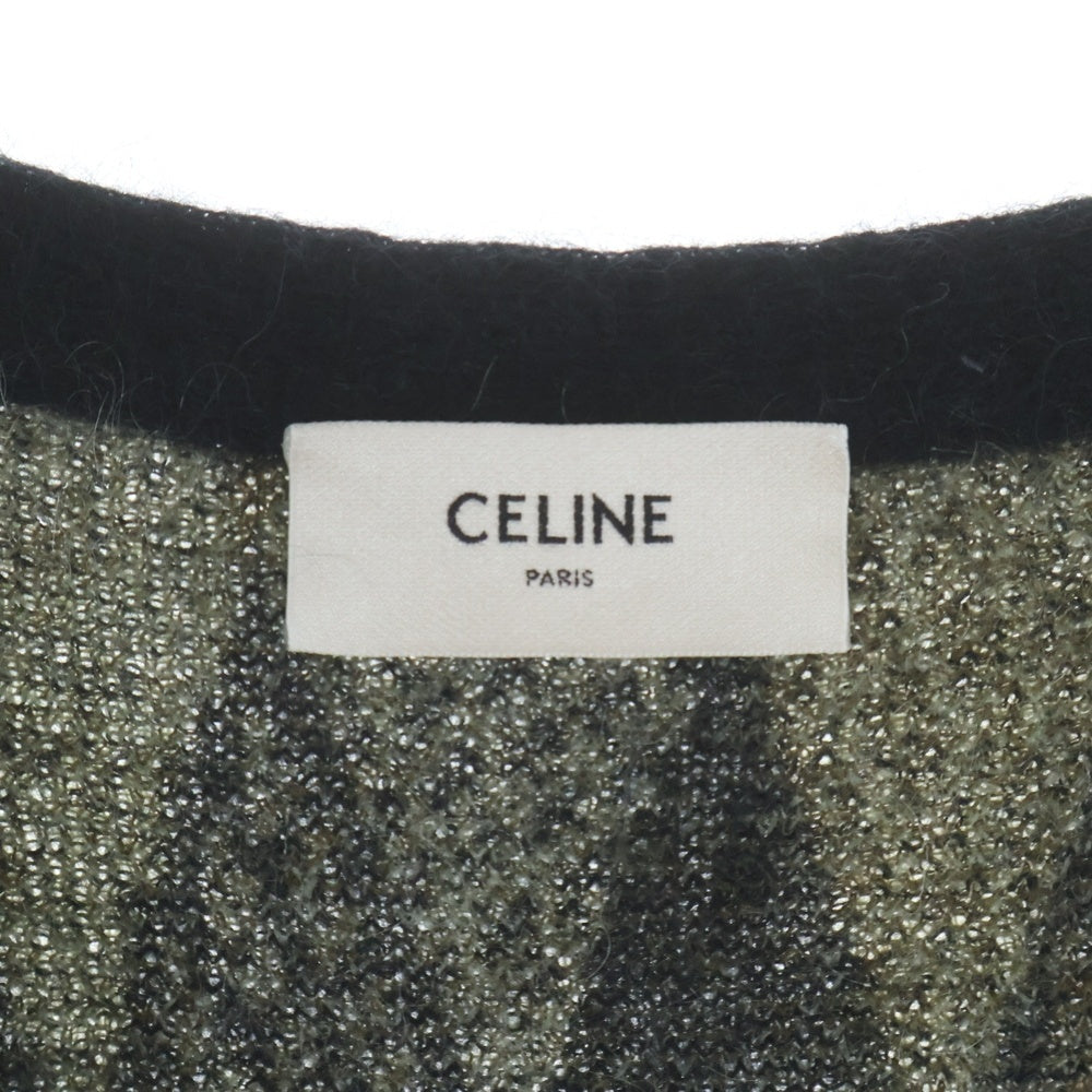 CELINE(セリーヌ) 22AW 2AA48606S ストーン装飾アーガイルモヘア混カーディガン カーキ