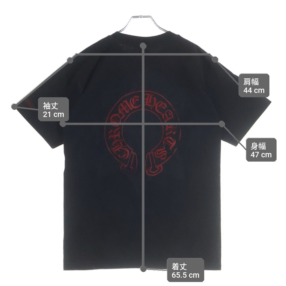 CHROME HEARTS(クロムハーツ) OLD OLD バックホースシュー 胸ポケット 半袖Tシャツ カットソー ブラック/レッド
