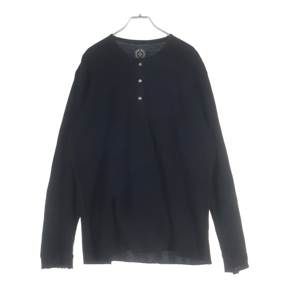 CHROME HEARTS(クロムハーツ) ヘンリーネック クロスボールボタン サーマル 長袖シャツ ブラック