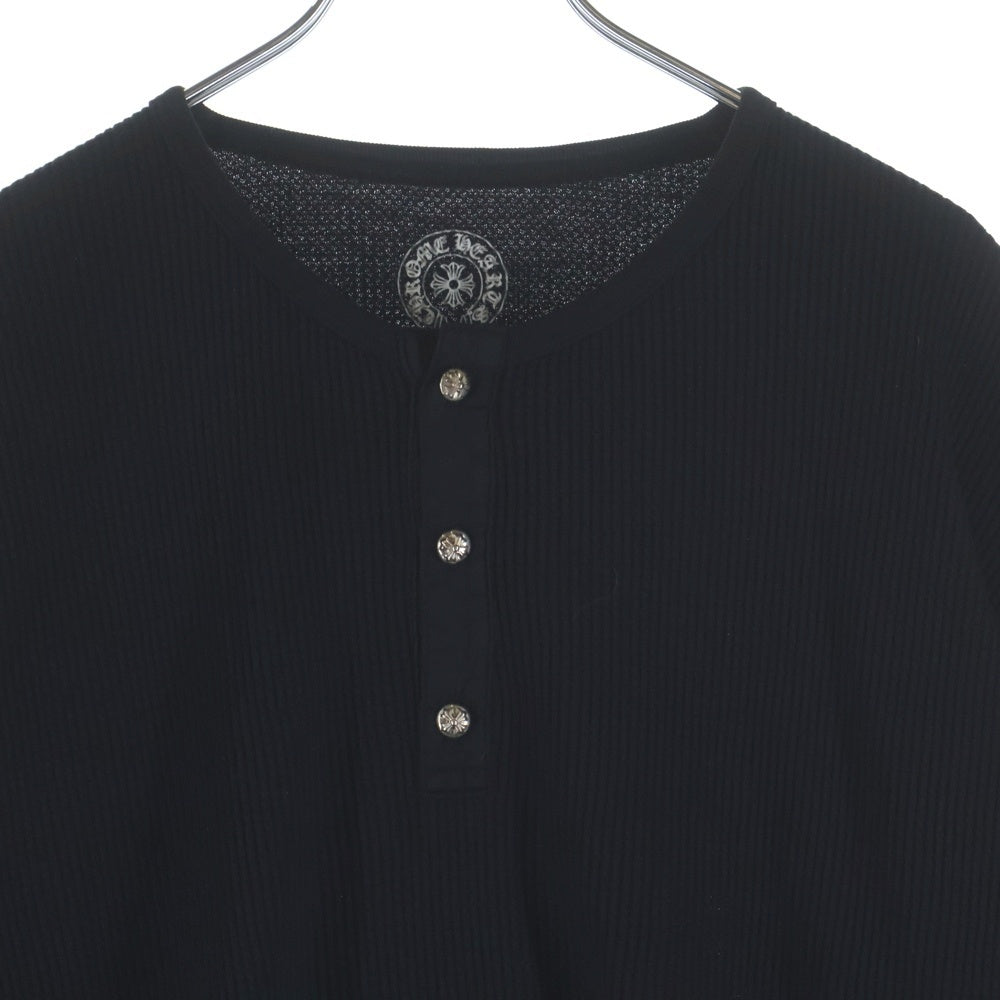 CHROME HEARTS(クロムハーツ) ヘンリーネック クロスボールボタン サーマル 長袖シャツ ブラック