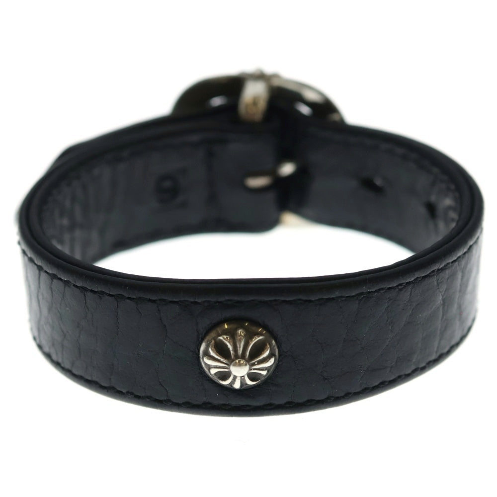 CHROME HEARTS(クロムハーツ) GUNSLINGER ガンスリンガークロスボール レザーブレスレット ブラック