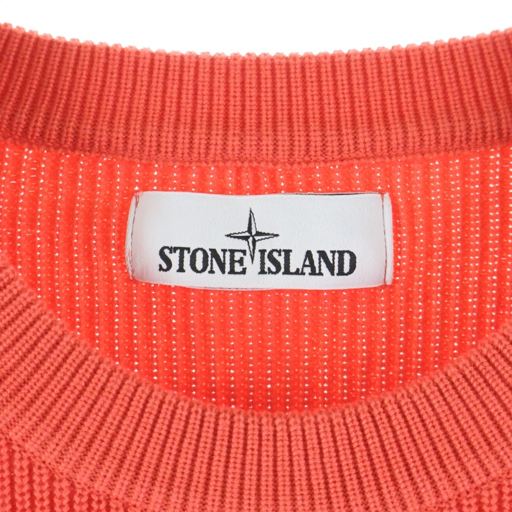 STONE ISLAND(ストーンアイランド) 22SS Ripped Cotton Knit 7615550D8 コットン クルーネック リブ ニット オレンジ