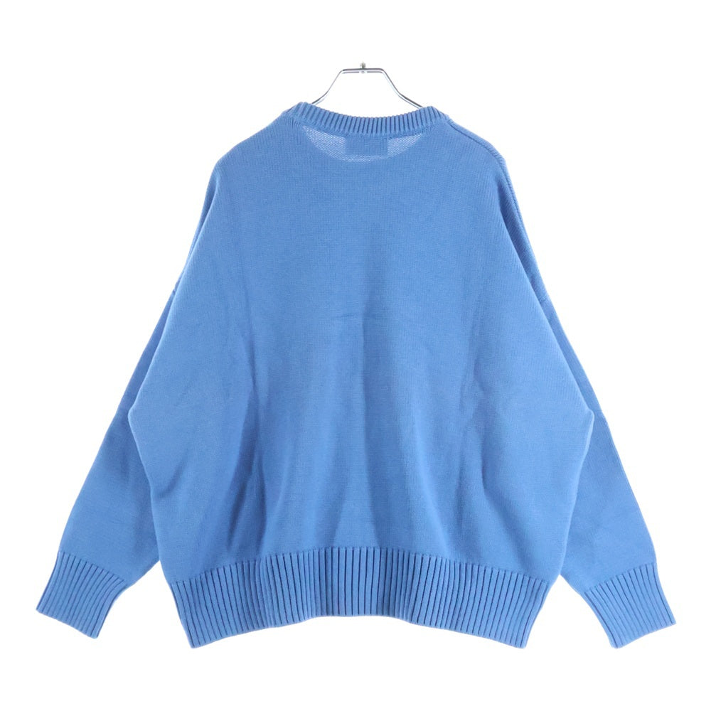 AMI Alexandre Mattiussi(アミアレクサンドルマテュッシ) Knit Sweater ハートロゴ刺繍 クルーネック ニットセーター ライトブルー A20HK009.006