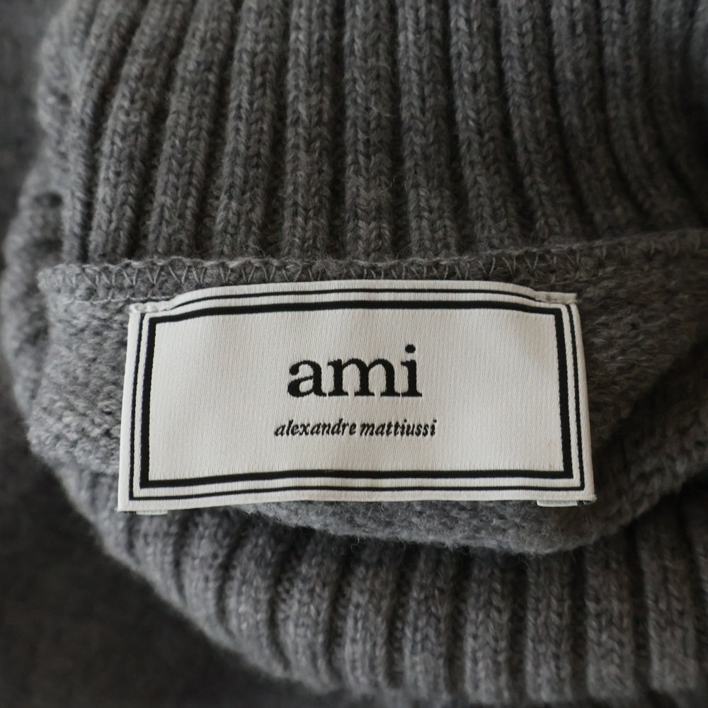 AMI Alexandre Mattiussi(アミアレクサンドルマテュッシ) 20AW Knit Sweater ハートロゴ刺繍 タートルネック ニットセーター グレー H20HK203