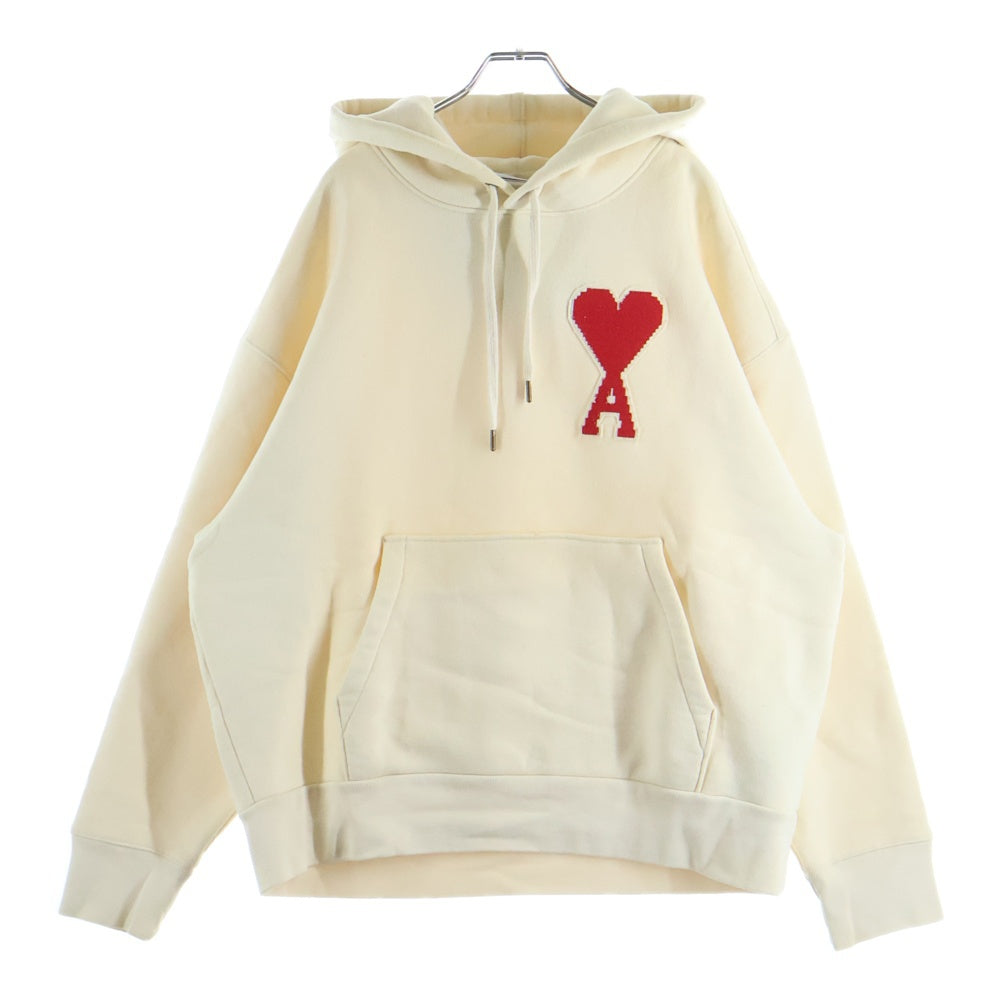AMI Alexandre Mattiussi(アミアレクサンドルマテュッシ) Hoodie ロゴワッペン プルオーバースウェットパーカー フーディー アイボリー H19J038