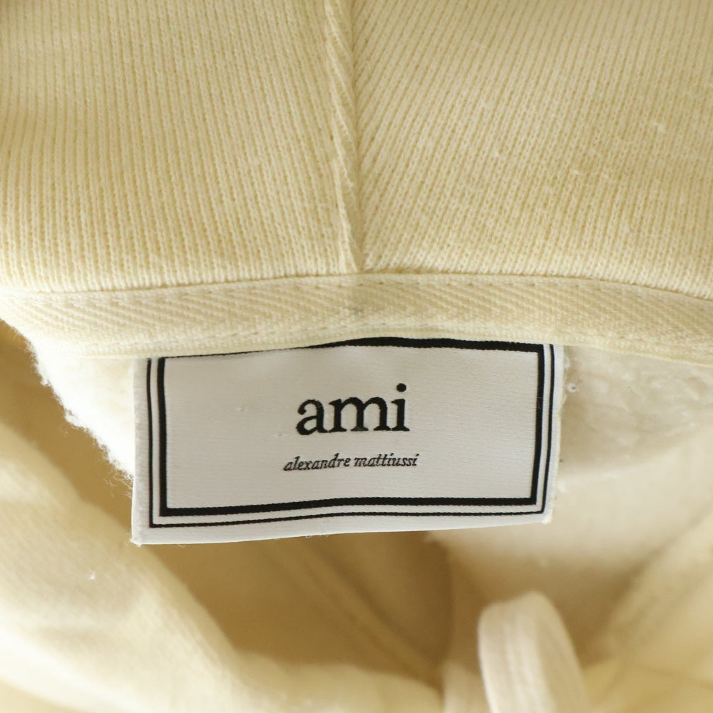 AMI Alexandre Mattiussi(アミアレクサンドルマテュッシ) Hoodie ロゴワッペン プルオーバースウェットパーカー フーディー アイボリー H19J038