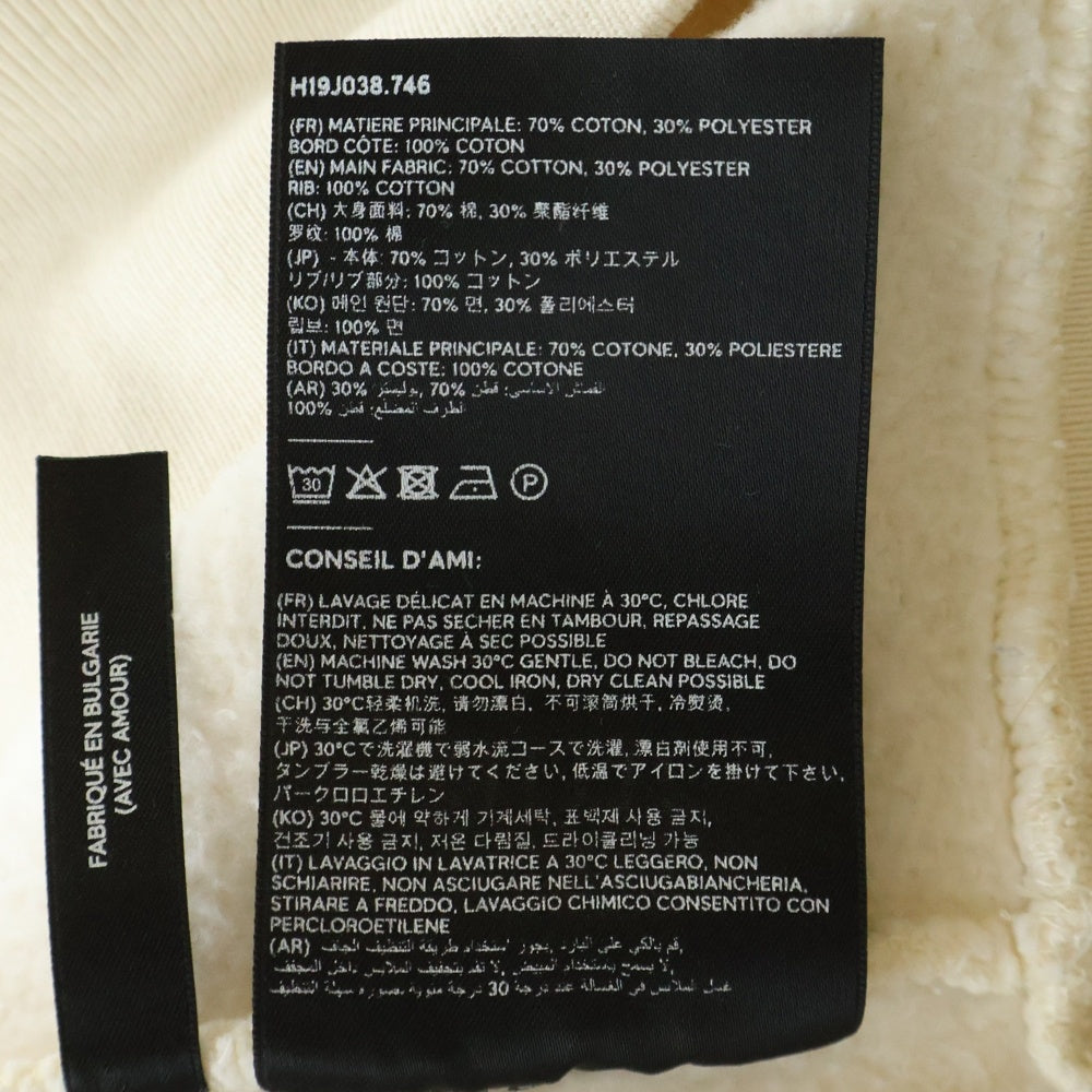 AMI Alexandre Mattiussi(アミアレクサンドルマテュッシ) Hoodie ロゴワッペン プルオーバースウェットパーカー フーディー アイボリー H19J038