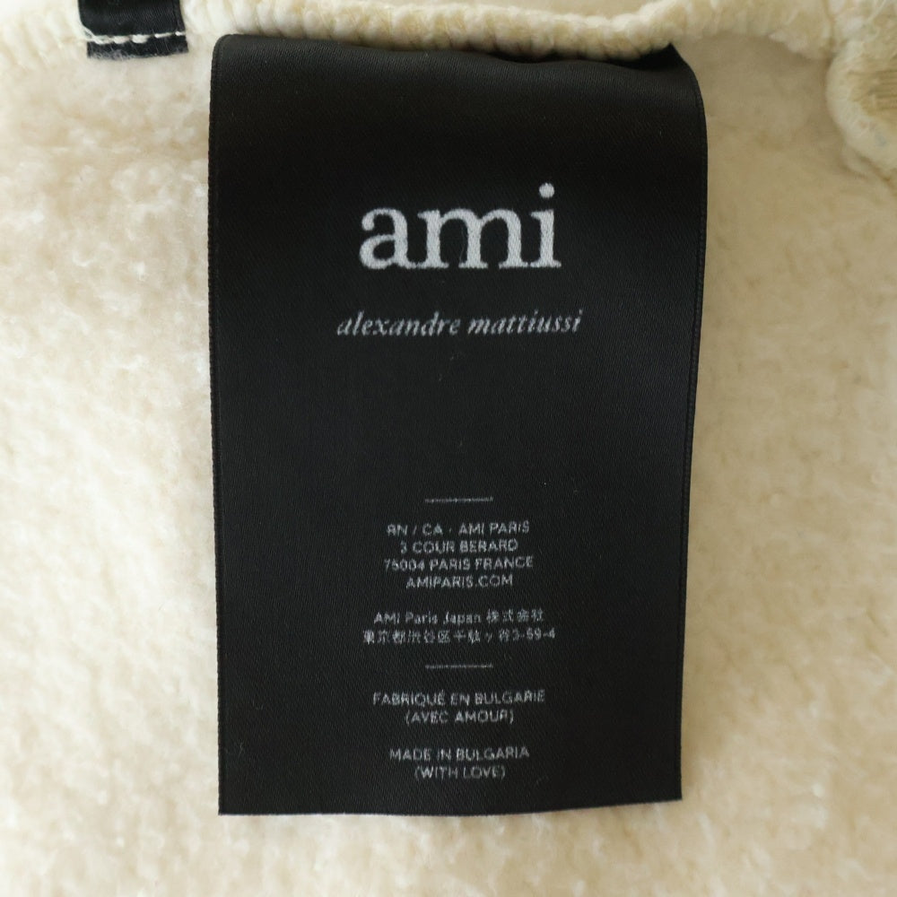 AMI Alexandre Mattiussi(アミアレクサンドルマテュッシ) Hoodie ロゴワッペン プルオーバースウェットパーカー フーディー アイボリー H19J038