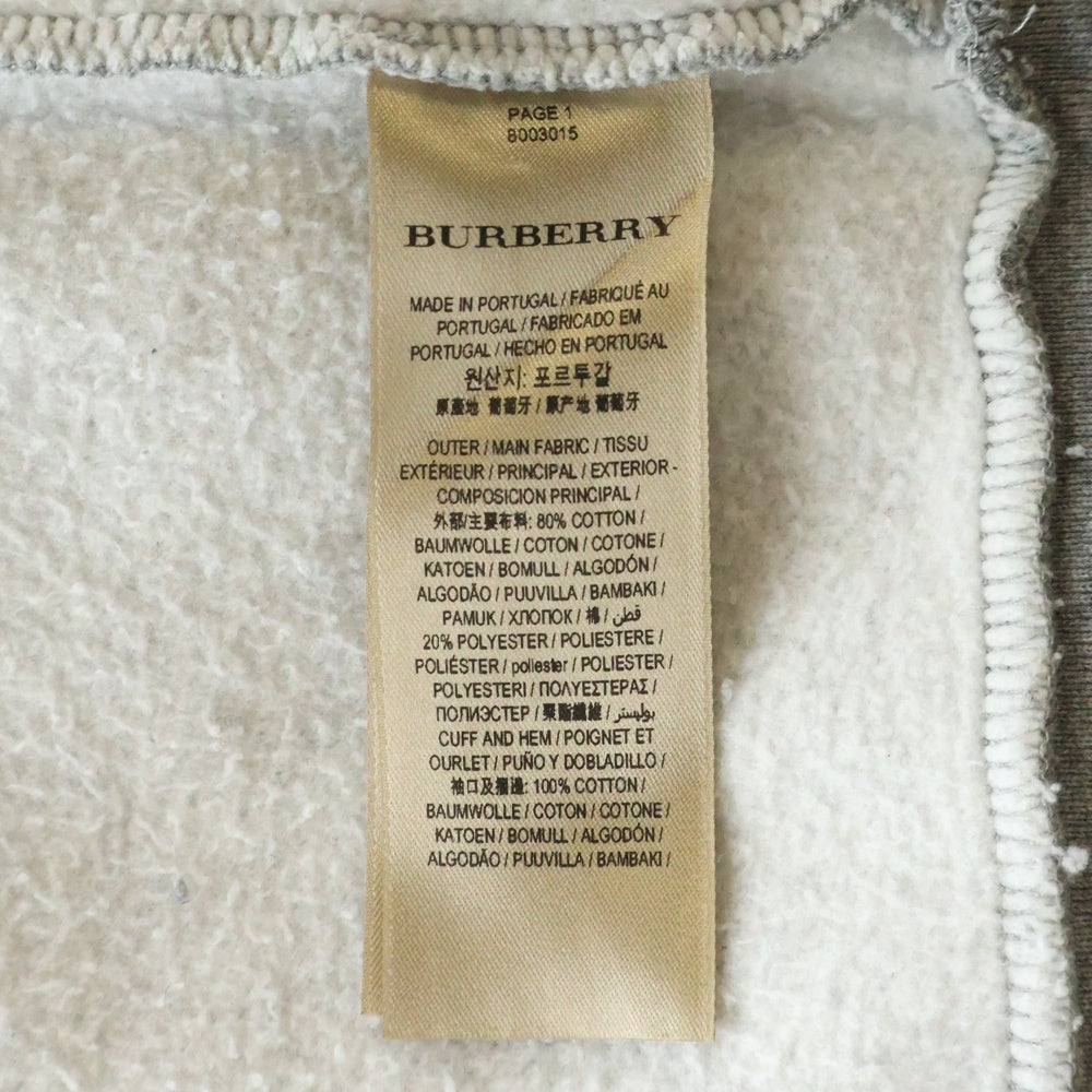 BURBERRY LONDON(バーバリーロンドン) LOGO HOODIE 8003015 ロゴパッチ プルオーバーパーカー フーディー グレー