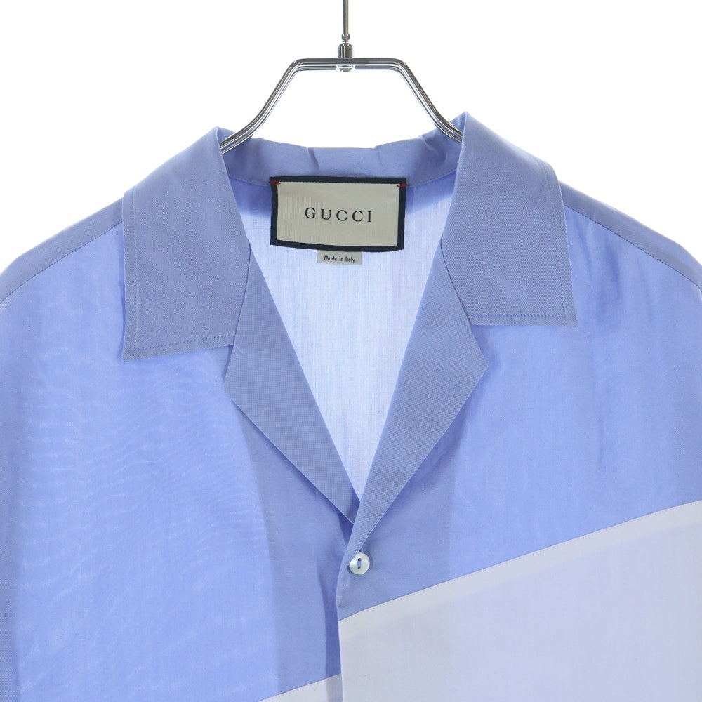 GUCCI(グッチ) ロゴスクリプト オーバーサイズボウリング半袖シャツ ブルー 619033 ZAEN3