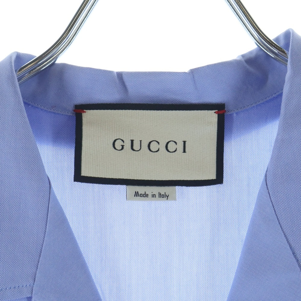 GUCCI(グッチ) ロゴスクリプト オーバーサイズボウリング半袖シャツ ブルー 619033 ZAEN3