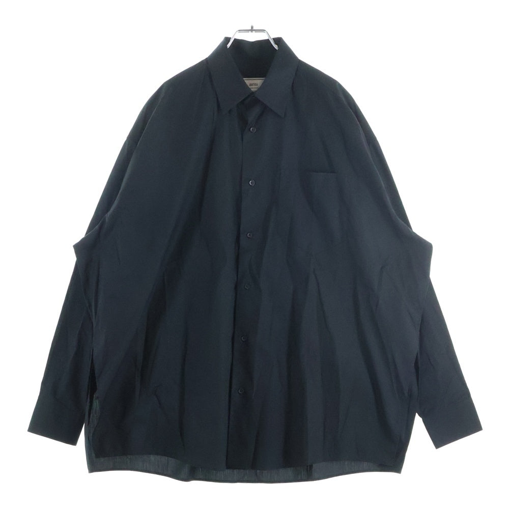 ami paris(アミパリス) Oversize Shirt E20HC102.417 オーバーサイズ スリッド 長袖 シャツ ブラック