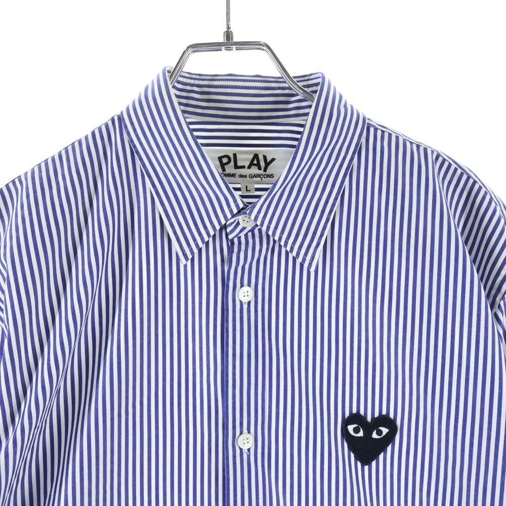 PLAY COMME des GARCONS(プレイコムデギャルソン) Stripe Patch Shirt AZ-B008 ストライプ パッチ レギュラーカラー 長袖シャツ ブルー