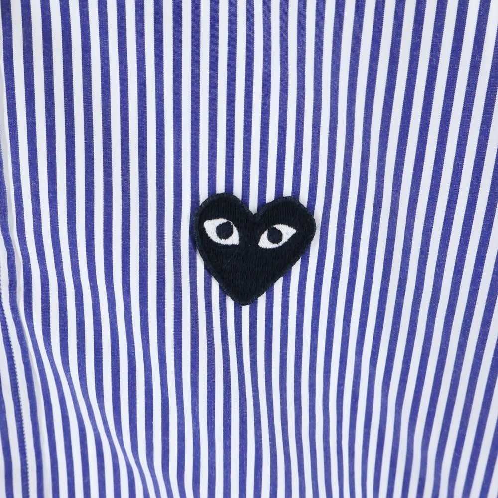 PLAY COMME des GARCONS(プレイコムデギャルソン) Stripe Patch Shirt AZ-B008 ストライプ パッチ レギュラーカラー 長袖シャツ ブルー
