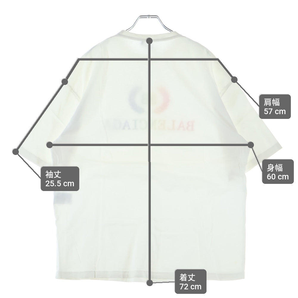 BALENCIAGA(バレンシアガ) 19SS BBレインボーロゴ刺繍Tシャツ カットソー ホワイト 570805 TEV53