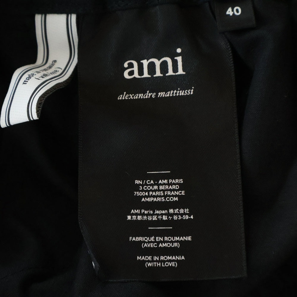 AMI Alexandre Mattiussi(アミアレクサンドルマテュッシ) Elasticized waist trousers E20HT206.246クロップド エラスティック パンツ ブラック