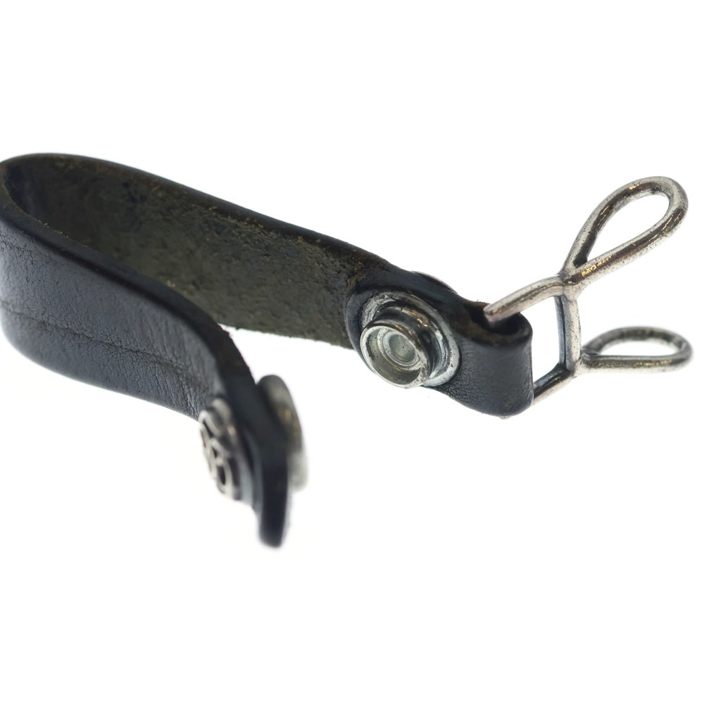 CHROME HEARTS(クロムハーツ) BELT LOOP ベルトループ フローラルボタン レザーベルトループ ブラック/シルバー