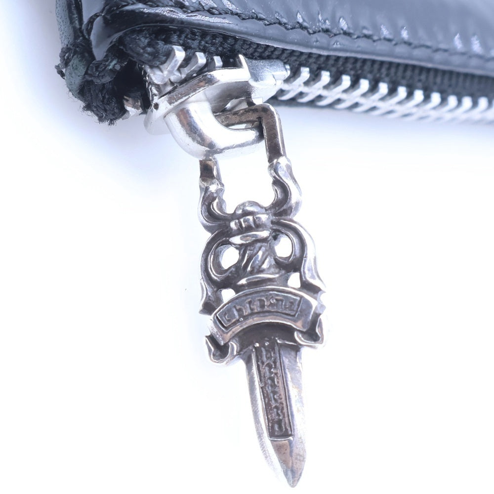 CHROME HEARTS(クロムハーツ) セメタリークロスパッチ スクロールラベル エナメルポーチ ブラック