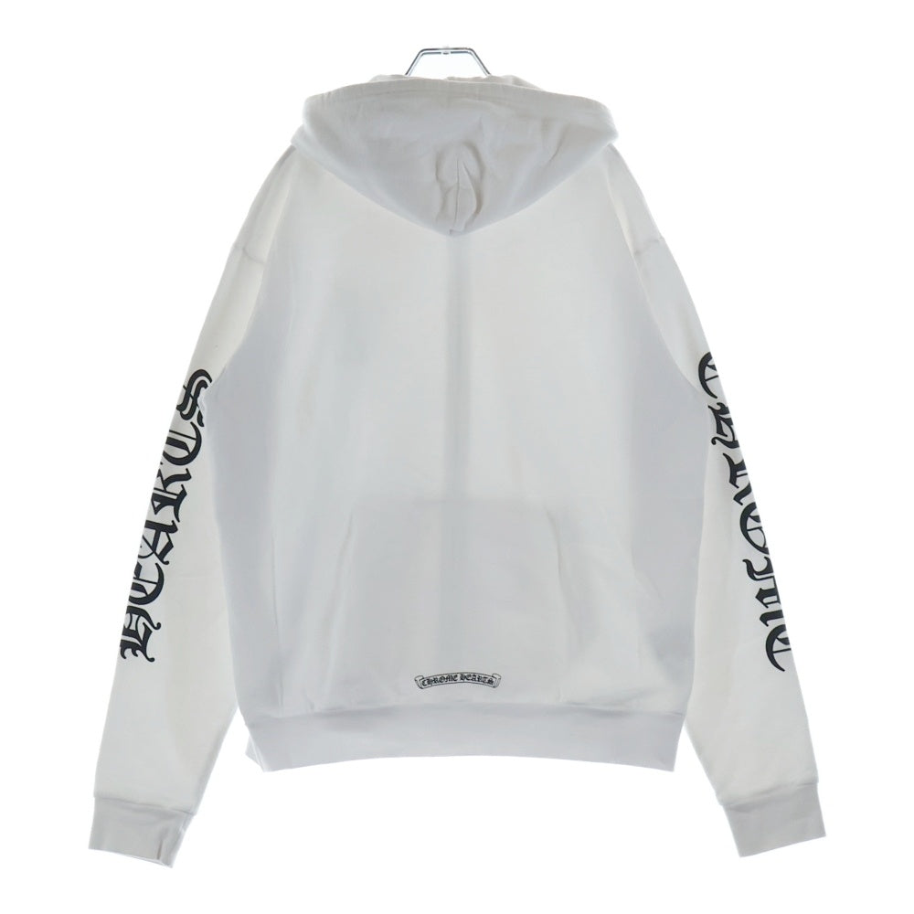 CHROME HEARTS(クロムハーツ) SWTSHRT HD ZIP 袖ロゴプリントジップアップパーカー ホワイト