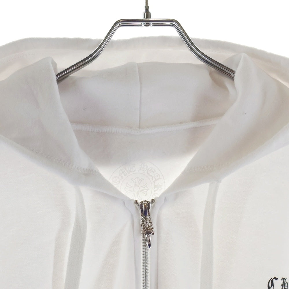 CHROME HEARTS(クロムハーツ) SWTSHRT HD ZIP 袖ロゴプリントジップアップパーカー ホワイト