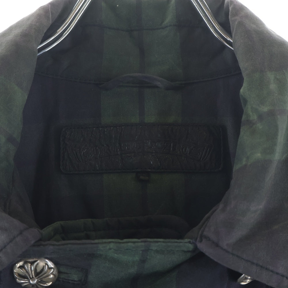 CHROME HEARTS(クロムハーツ) 裏地キルティングオイルドコットンチェックPコート グリーン