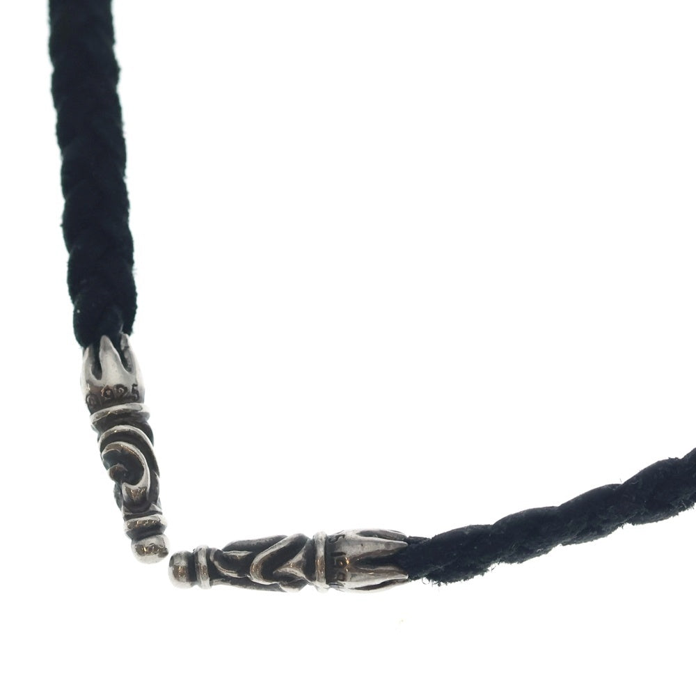 CHROME HEARTS(クロムハーツ) LEATHER BRAID SCROLL ネックレス レザーブレイドネックレス ブラック/シルバー BCA377
