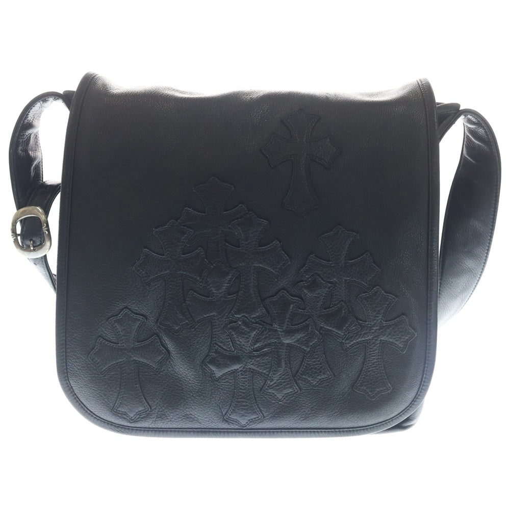 CHROME HEARTS(クロムハーツ) BAG-MAIL CEME CROSS メールバッグ セメタリークロスパッチレザーショルダーバッグ ブラック