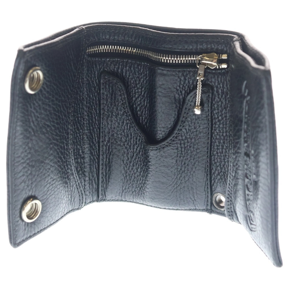 CHROME HEARTS(クロムハーツ) 3FOLD 3フォールド クロスボタンレザーウォレット財布 ブラック