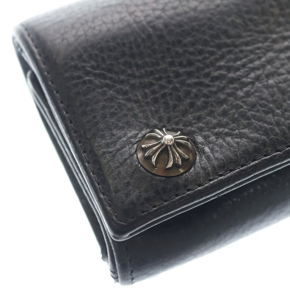 CHROME HEARTS(クロムハーツ) 3FOLD 3フォールド クロスボタンレザーウォレット財布 ブラック