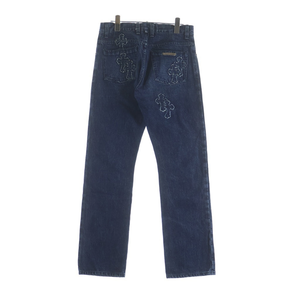 CHROME HEARTS(クロムハーツ) JEAN STRTLG FBRC クロスパッチ付きウォッシュドデニムパンツ