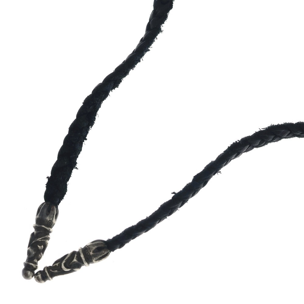 CHROME HEARTS(クロムハーツ) LEATHER BRAID SCROLL ネックレス レザーブレイドネックレス ブラック/シルバー BCA377