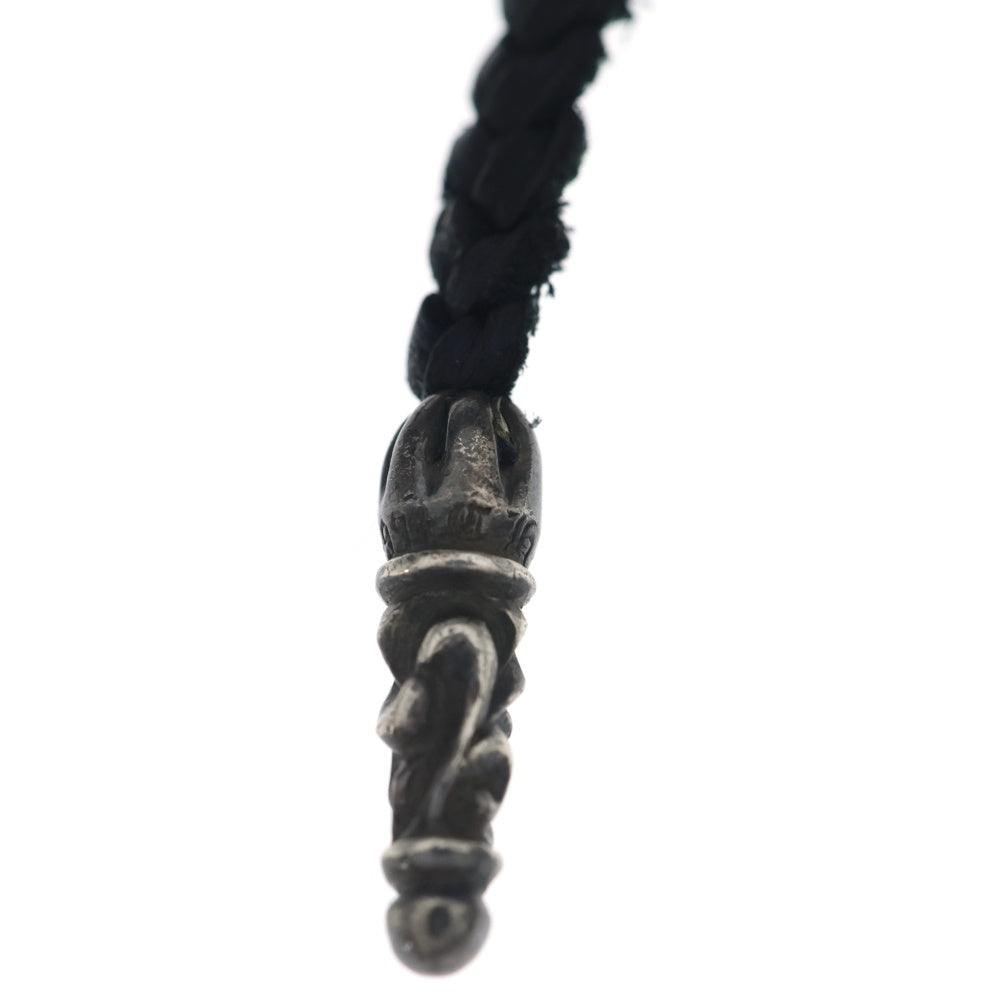 CHROME HEARTS(クロムハーツ) LEATHER BRAID SCROLL ネックレス レザーブレイドネックレス ブラック/シルバー BCA377