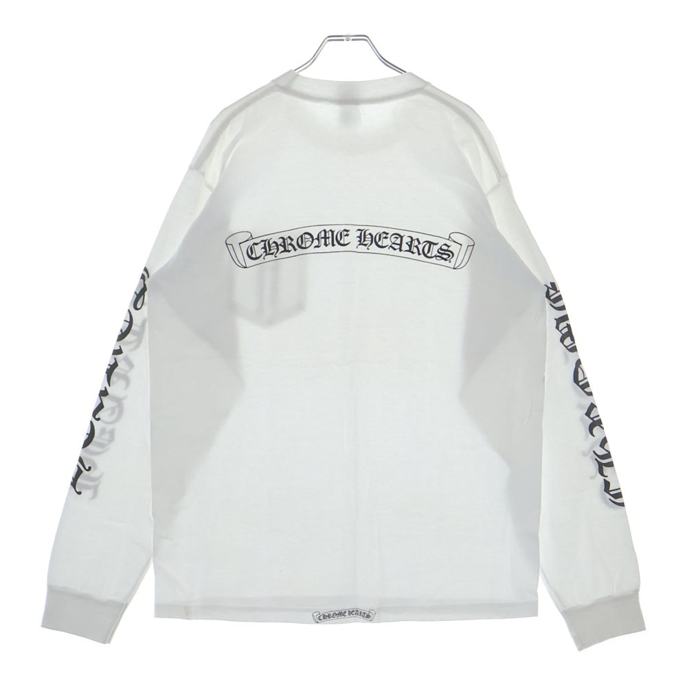 CHROME HEARTS(クロムハーツ) OLD CH SCROLL LOGO L/S TEE スクロールロゴ アームプリント長袖Tシャツ ホワイト
