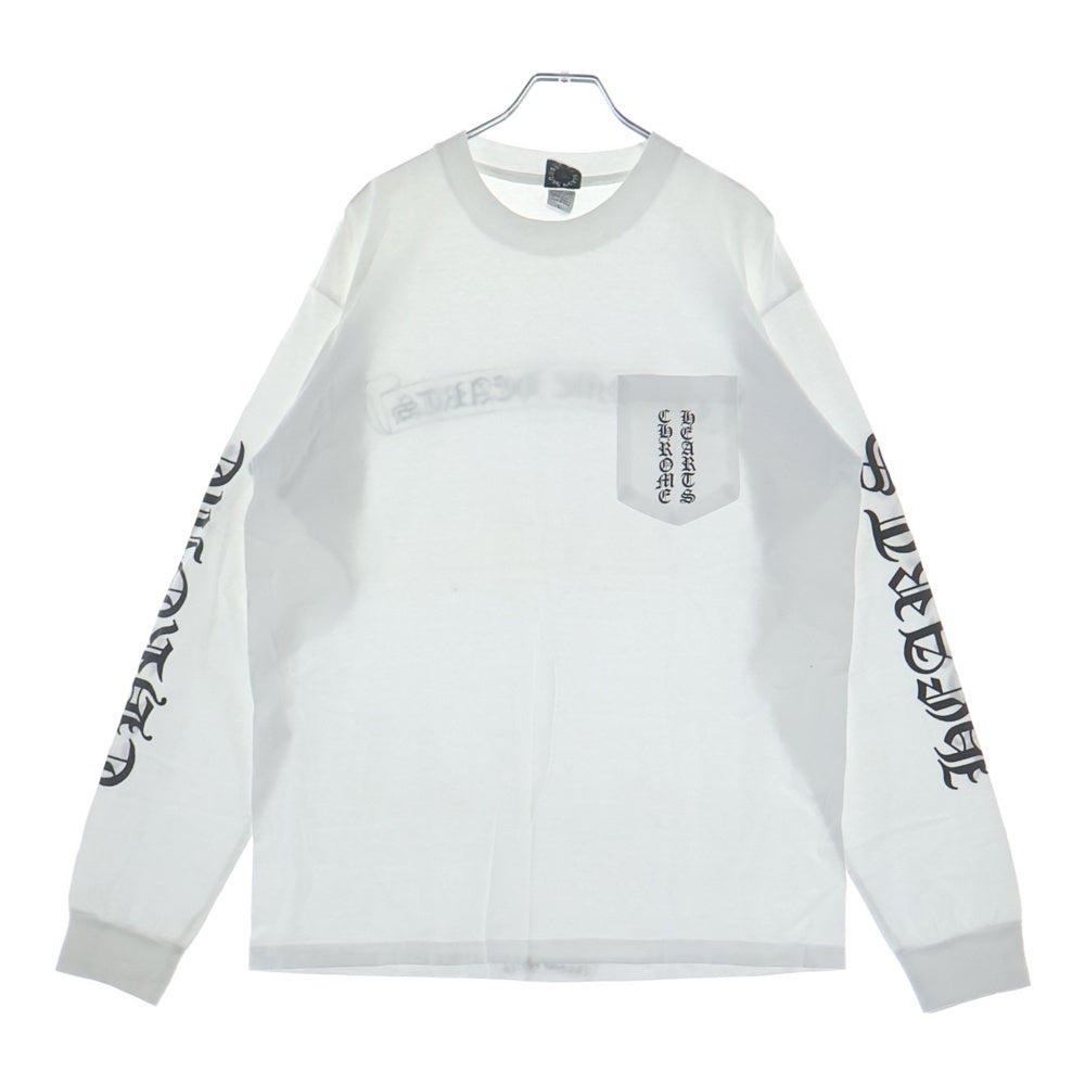 CHROME HEARTS(クロムハーツ) OLD CH SCROLL LOGO L/S TEE スクロールロゴ アームプリント長袖Tシャツ ホワイト