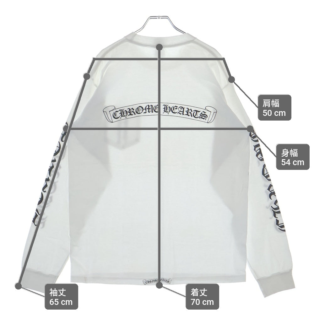 CHROME HEARTS(クロムハーツ) OLD CH SCROLL LOGO L/S TEE スクロールロゴ アームプリント長袖Tシャツ ホワイト