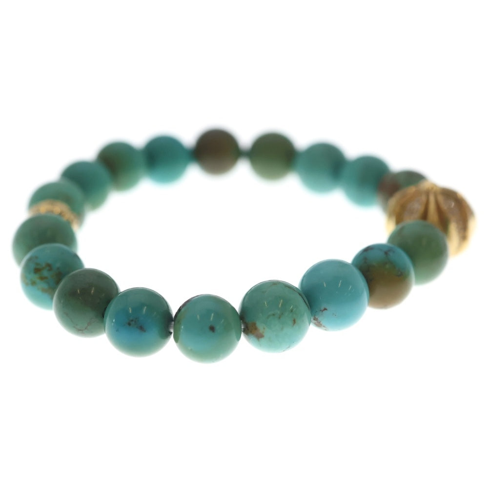CHROME HEARTS(クロムハーツ) 22K 8mm BEED 8mmターコイズビーズ PAVEダイヤ ゴールドブレスレット