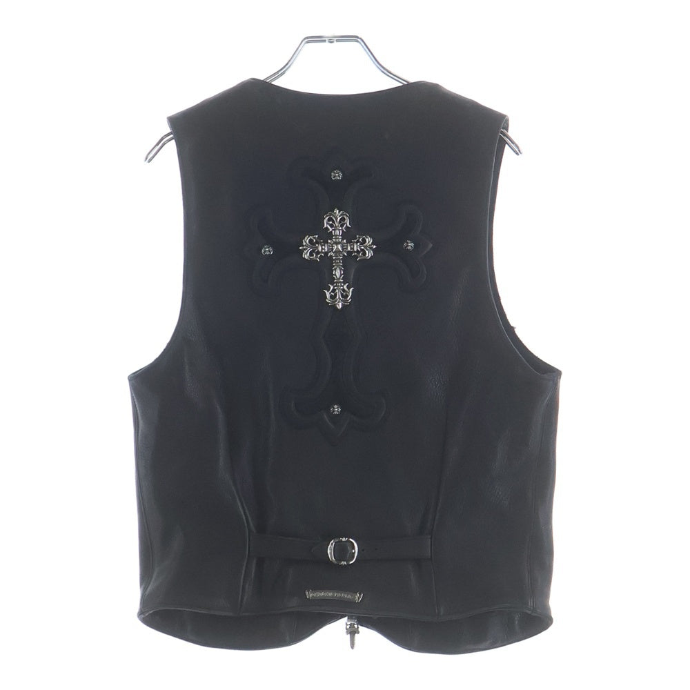 CHROME HEARTS(クロムハーツ) 6BTN ZIP FRNT VEST フィリグリー装飾 クロスボールボタンレザーベスト