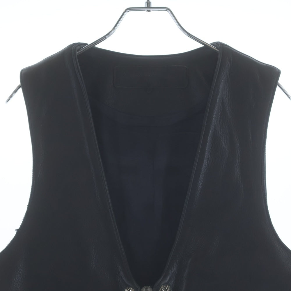 CHROME HEARTS(クロムハーツ) 6BTN ZIP FRNT VEST フィリグリー装飾 クロスボールボタンレザーベスト